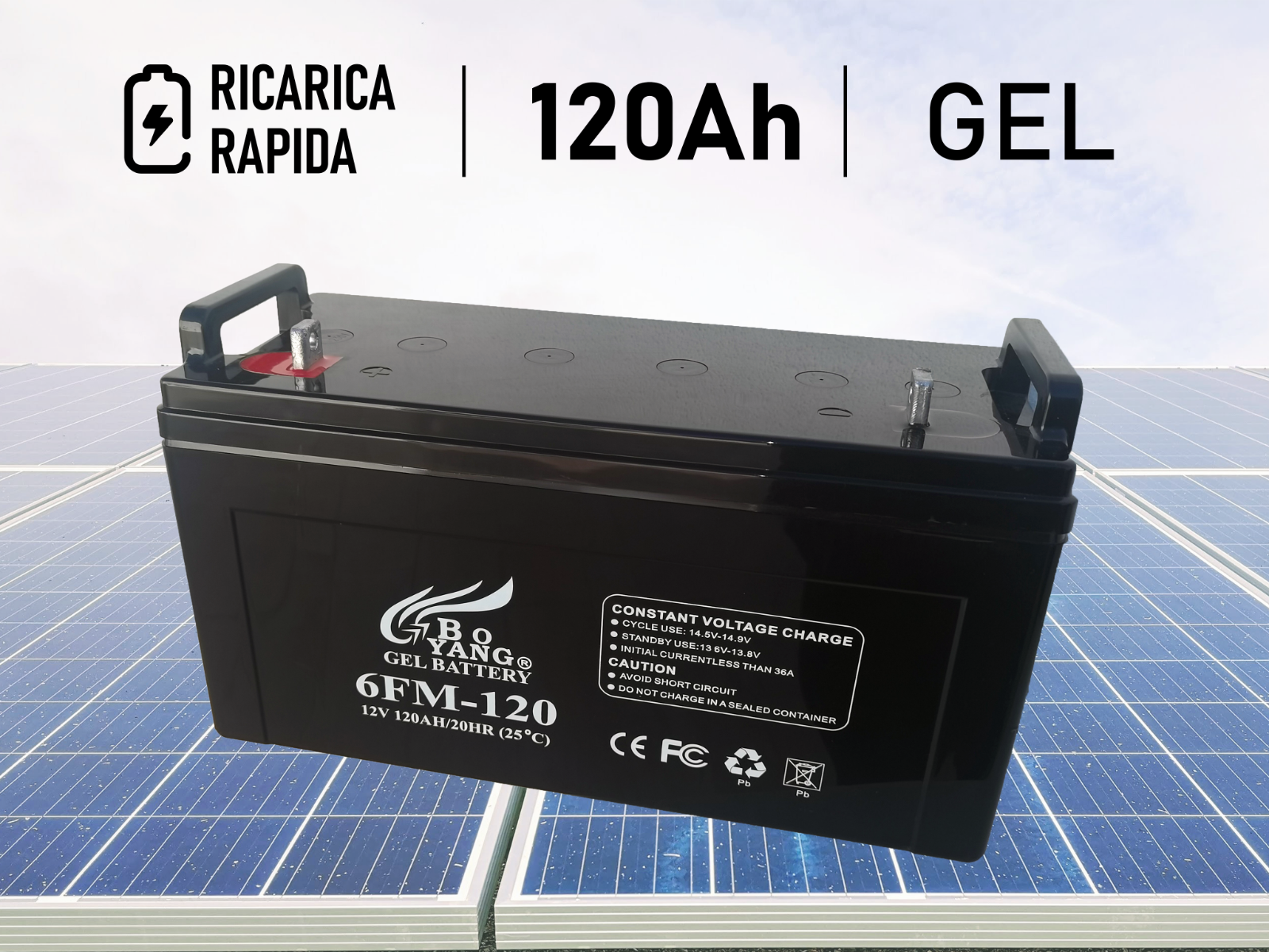 Batteria A Gel per pannelli camper cas fotovoltaici – 12V 120Ah wiisolar accumulo