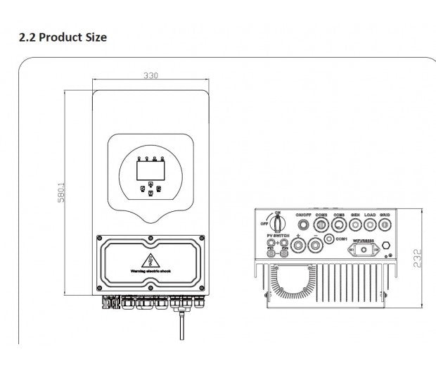 V-TAC - DEYE inverter fotovoltaico ibrido ON-GRID / OFF-GRID monofase 5KW