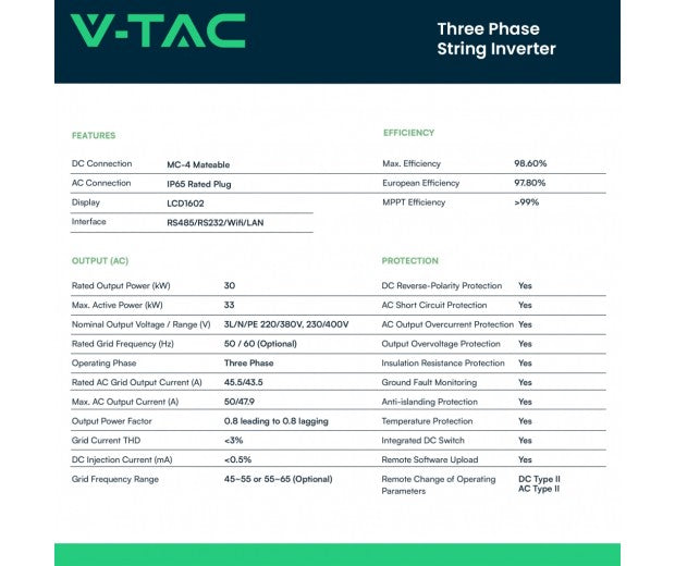 V-TAC Inverter Fotovoltaico Deye Monofase Ibrido On-Grid/Off-Grid