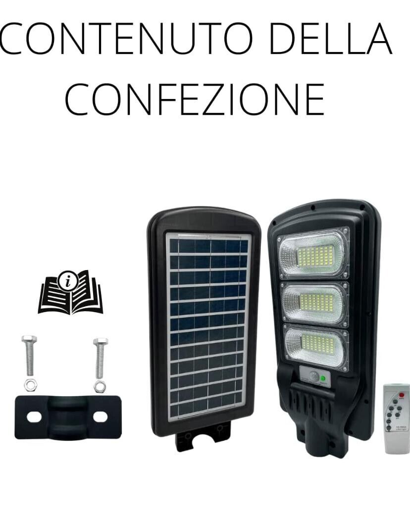 3X Lampione con Pannello Solare 150W Monocristallino Led Esterno Telecomando