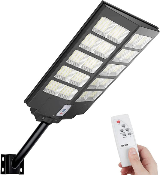 Faro Stradale Lampione a led 800W con Pannello Solare Impermeabile con Telecoman