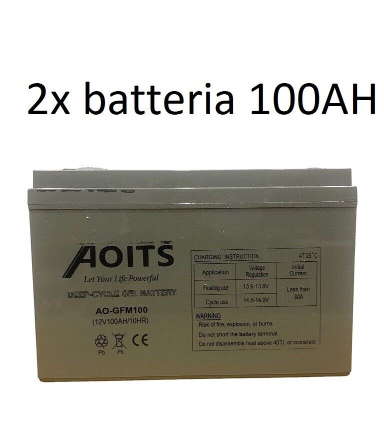 2Xbatteria gel 12 V 100 ah per kit fotovoltaico pannello solare camper accumulo