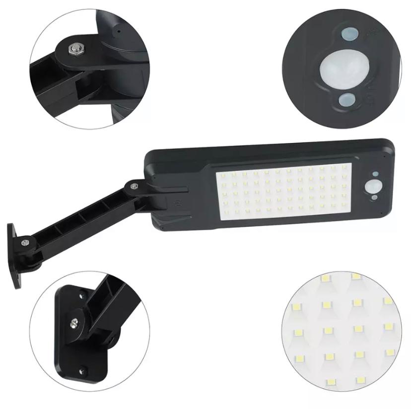 FARO LAMPADA 60 LED PANNELLO SOLARE IMPERMEABILE ESTERNO SENSORE DI MOVIMENTO