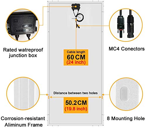 PANNELLO SOLARE FOTOVOLTAICO 100W 12V IN SILICIO MONOCRISTALLINO